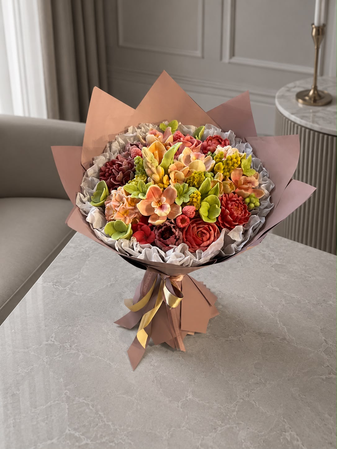 Coral Sunset Bouquet buchet mare în nuanțe coral din bezea
